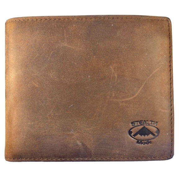 Stealth Mode Leather Bifold Wallet Men RFID Blocking ID Window  Box Brown Preown - Picture 1 of 8